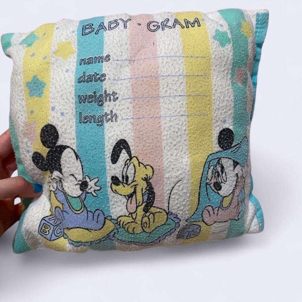 Vintage Baby Mickey, Minnie, & Pluto Small Pillow